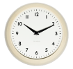 Round cream wall clock with black hands and numbers