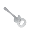 Guitar-shaped fridge magnet with built-in bottle openers in silver