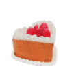 Heart-shaped cake candle with orange sides and red berry decorations on top