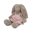 Plush bunny toy with floppy ears, wearing a pink dress