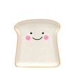 Ceramic trinket dish shaped like a slice of bread with a smiling face and pink cheeks