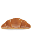 Brown ceramic trinket dish shaped like a croissant.