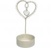 Cream Jewelled Heart Tealight Holder