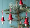 Set Of Six Glass Toadstool Decorations