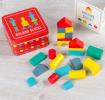 Wooden Building Blocks In A Tin