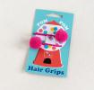 Pink Pom Pom Hair Grips