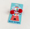 Red Pom Pom Hair Grips