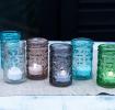 Set Of 6 Coloured Glass Tealight Holders