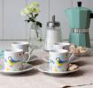Set Of 4 Blue Tit Espresso Cups And Saucers