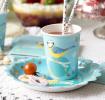 Set Of 8 Blue Tit Design Tea Party Cups