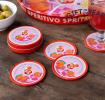 Four round coaster with Italian Aperitivo Spritz design in a storage tin - gift of the year - final list 