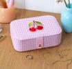 Pink gingham travel jewellery box .
