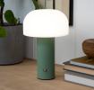 USB lamp with a white dome shade and green base.