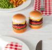 Burger‑shaped ceramic salt and pepper shakers