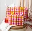 Quilted wash bag and make up bag - Pink Gingham