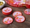 Four round coaster with Italian Aperitivo Spritz design in a storage tin - gift of the year - final list 