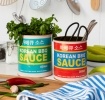 Two colourful Korean BBQ sauce storage tins
