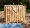 Pink orange striped jumbo storage bag with handle