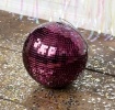 Plum hanging disco ball 15cm ornament with mirrored tiles 