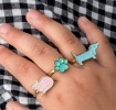 Glitter rings on dog card (set of 3)
