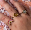 Glitter rings on star card (set of 3)