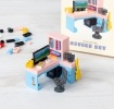 Pocket Blocks office desk building set with miniature computer, chair, shelving and accessories with retail box 