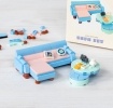 Pocket Blocks sofa set building toy with miniature sofa, coffee table and accessories