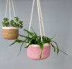 Pink seagrass hanging basket with hanging loop.