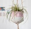 Large Baby Pink Dipped Macrame Plant Pot
