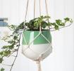 Large Sage Green Dipped Macrame Plant Pot