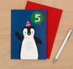 Penguin 5th Birthday Card