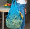 Petrol Blue French Style String Shopping Bag