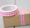 Pink Gingham Fabric Sticky Gift Tape