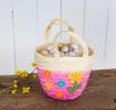 Pink Woven Flower Basket