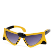 sunglasses with yellow tiger design, black stripes, and dark lenses.