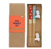 Dog-themed chopsticks set with two ceramic rests in a gift box.