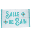White bath mat with text reading ‘Salle de Bain'