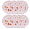 Eight unicorn paper plates with colourful unicorn and rainbow design.
