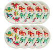 Eight dinosaur paper plates with colourful dinosaur illustrations.