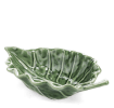 Green ceramic leaf-shaped trinket dish