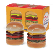 Burger‑shaped ceramic salt and pepper shakers with gift box.