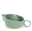 Green ceramic lemon squeezer with handle and spout