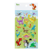 Sheet of colourful 3D puffy safari animal stickers featuring lions, giraffes, elephants, zebras, monkeys, crocodiles 
