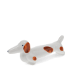 Ceramic sausage dog chopstick rest with brown patches 
