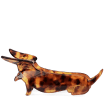 Hair claw clip featuring an adorable sausage dog design in translucent brown, with a marbled effect. 