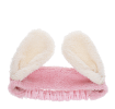 Pink plush fabric hairband with soft white bunny ears.