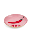 Pink trinket dish with red chilli and “HOT” text