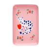 Rectangular pink trinket tray with cat design 