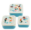 Set of three snack boxes with mermaid designs.