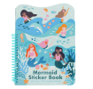 Spiral-bound mermaid sticker book with colourful underwater scenes, fish, and mermaids.